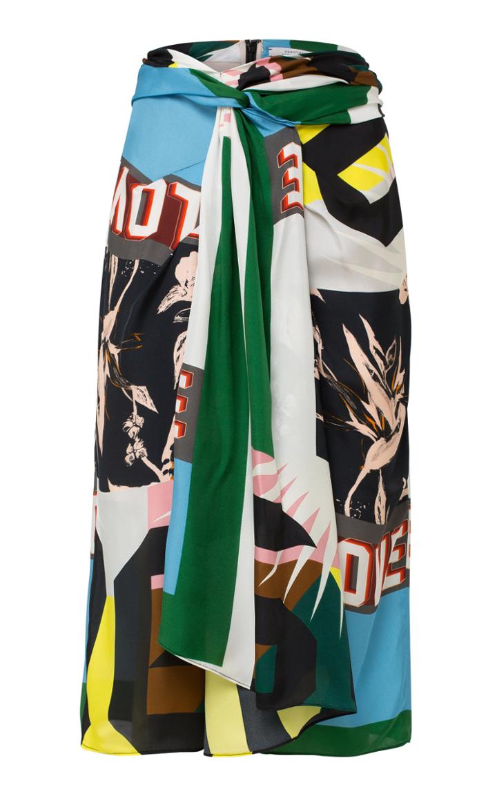 Dorothee Schumacher Silky Patch Printed Twill Midi Skirt