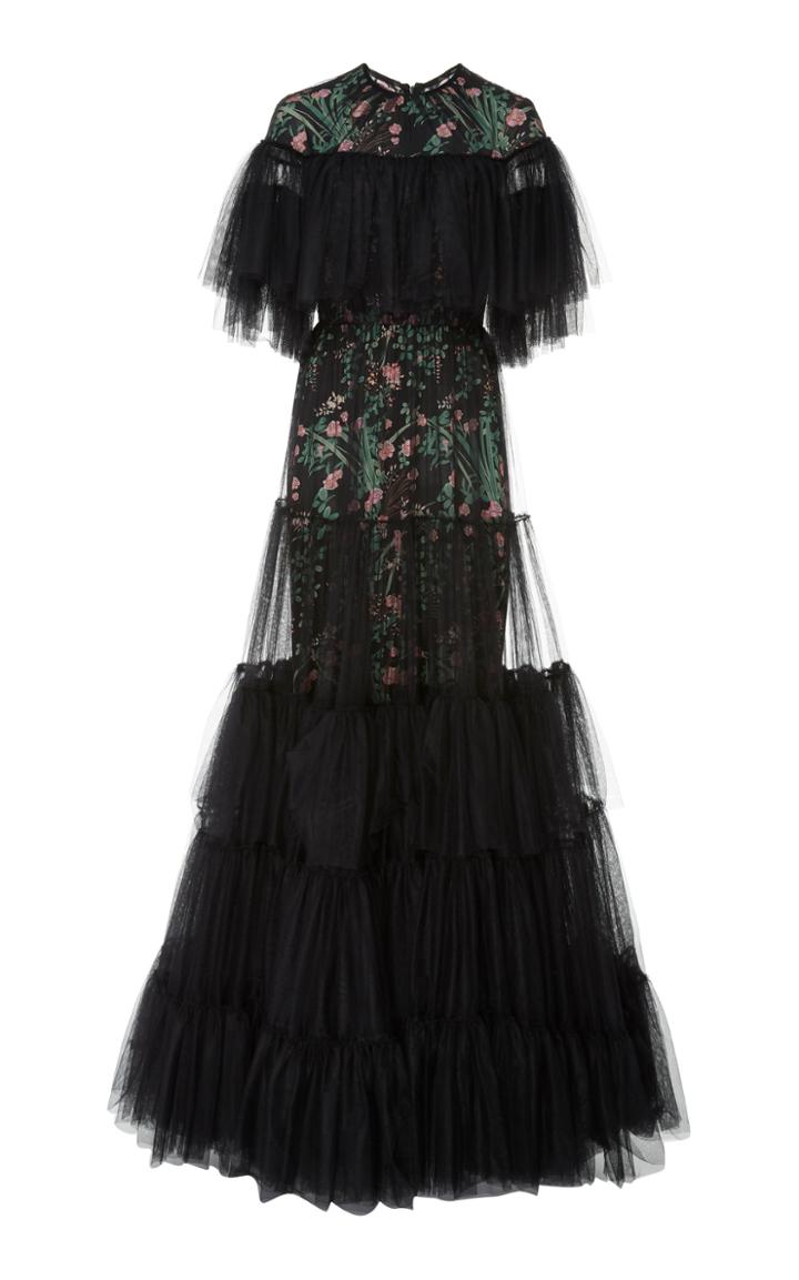 Giambattista Valli Floral Tiered Tulle Gown