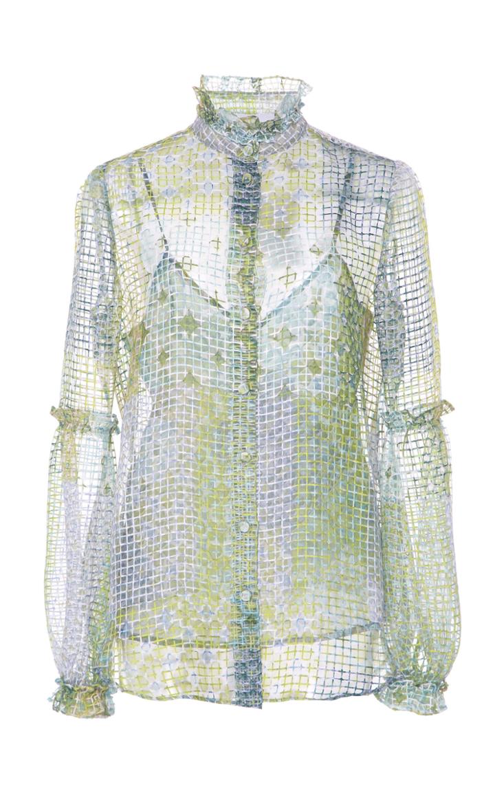 Luisa Beccaria High Neck Quilt Print Blouse