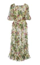 Dolce & Gabbana Ruffled Floral-print Silk Midi Dress