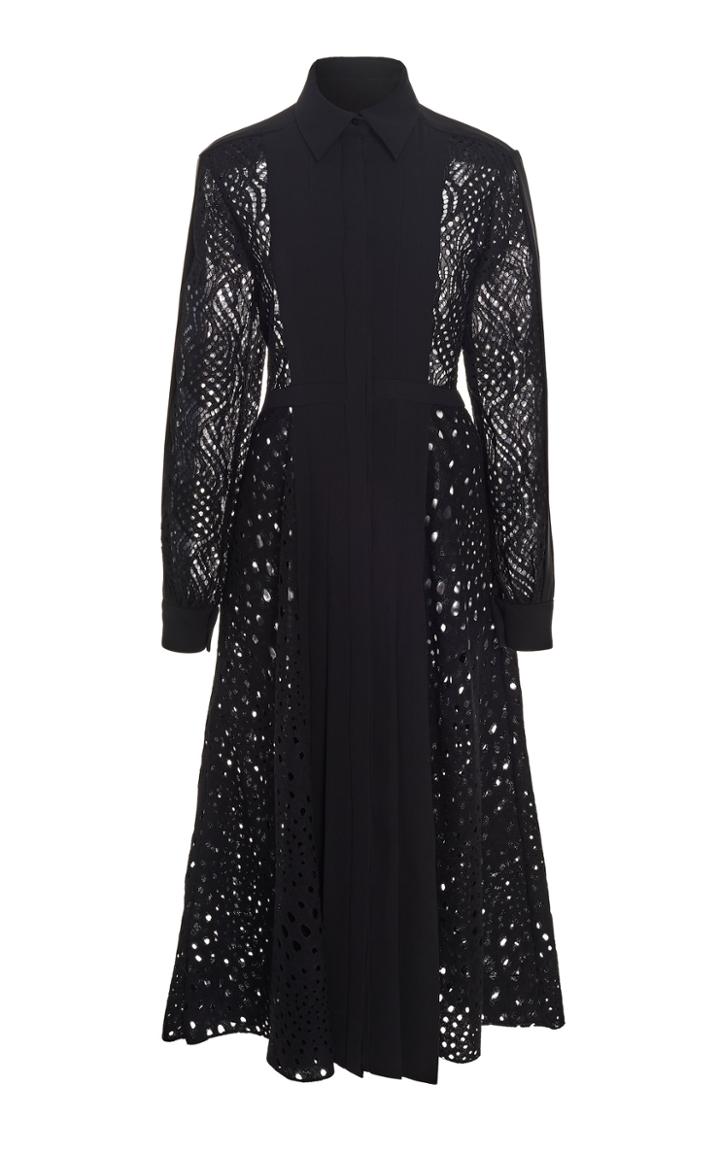 J. Mendel Collared Lace Midi Dress
