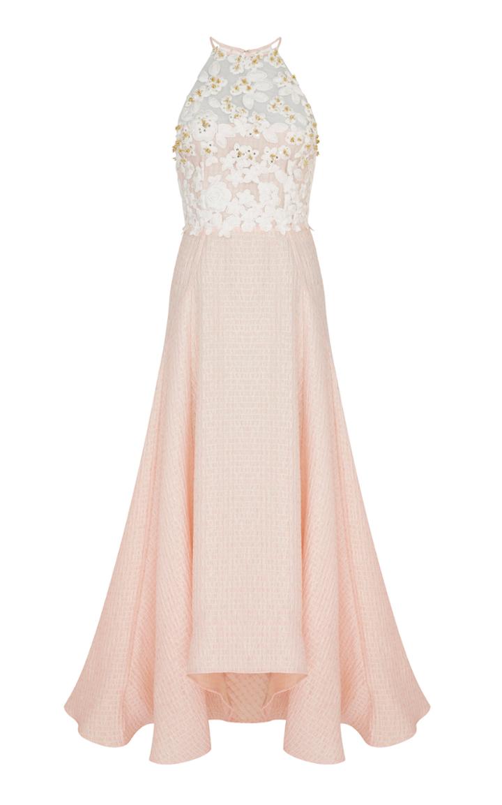 Razan Alazzouni Floral Embroidered Halter Gown