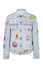 Re/done Oversized Embroidered Denim Trucker Jacket