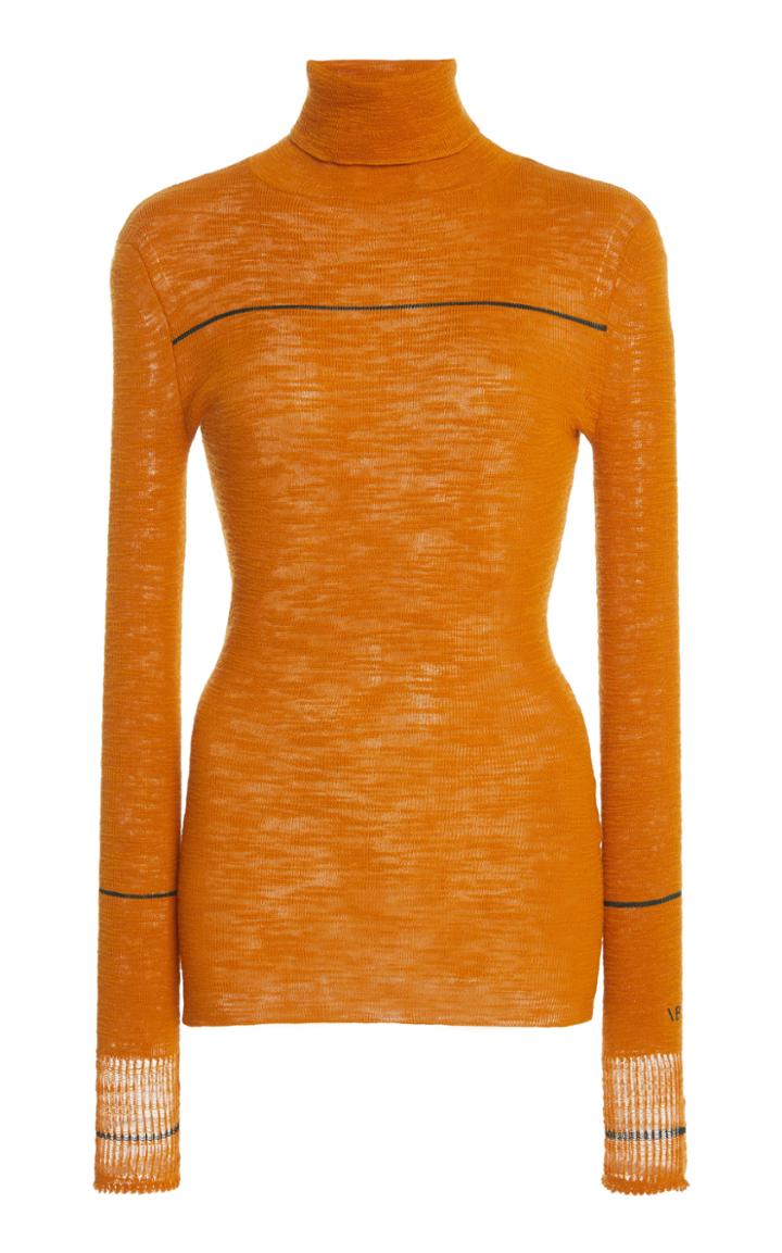 Moda Operandi Victoria Beckham Semi-sheer Cotton-blend Turtleneck Top