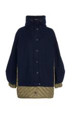 Ganni Paneled Wool-blend And Quilted Shell Jacket