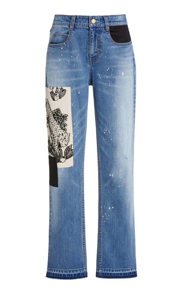 Hellessy Mcaulay Tiger-patch Distressed Straight-leg Jeans