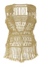 Verandah Hand Knotted Macrame Jacket In Antique Gold
