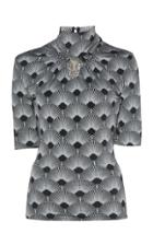 Paco Rabanne Embroidered And Printed Mock Neck Jersey Top