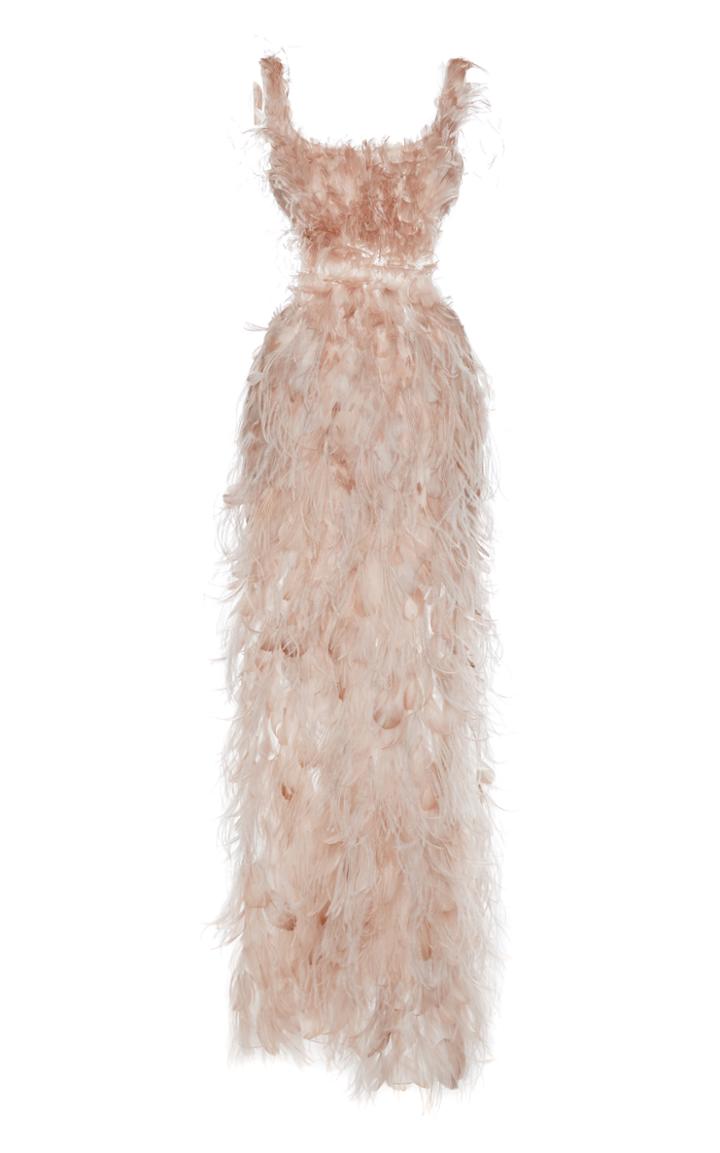 Alberta Ferretti Sleeveless Feather Gown