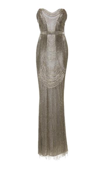 Alexandra Vidal Beaded Fringe Deco Gown