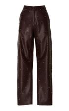 Zeynep Arcay Pearl Embroidered Leather Pant