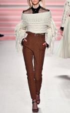 Philosophy Di Lorenzo Serafini Wool Blend Fringe Sleeve Crop Knit