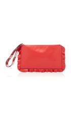Red Valentino Rock Ruffles Calfskin Leather Clutch