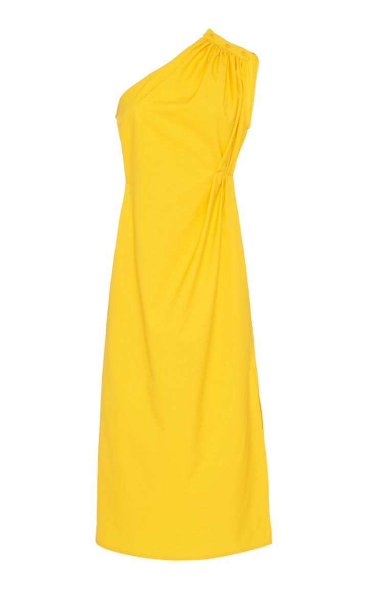 Max Mara Zigrino One-shoulder Button-detailed Cotton Dress