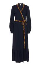 Stella Jean Wrap Long Sleeve Maxi Dress