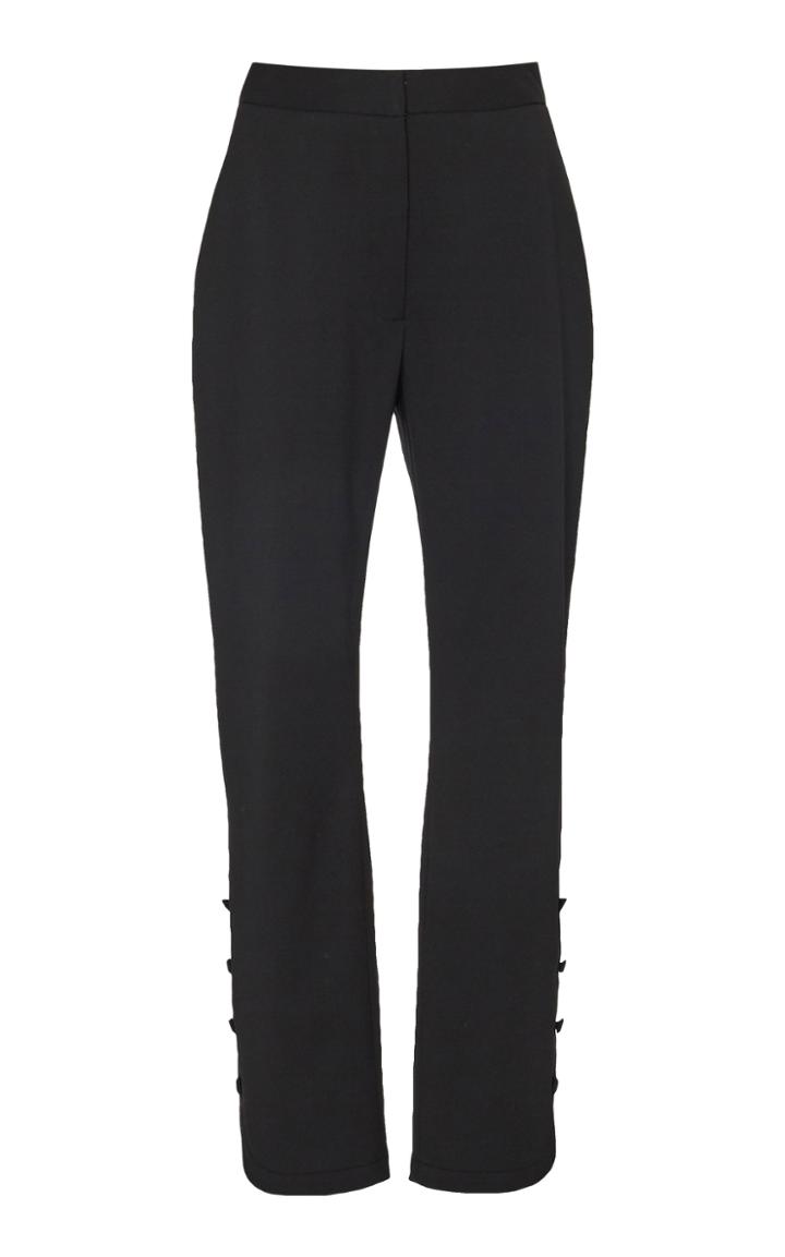 Carolina Herrera Cropped Button-detailed Wool-blend Skinny Pants