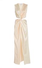 Moda Operandi Marina Moscone Gathered Satin Midi Dress