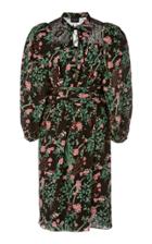 Giambattista Valli Floral-print Puffed-sleeve Silk Dress