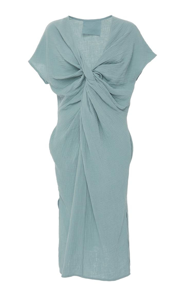 Loup Charmant Gilgo Ruched Short Sleeve Cotton Dress