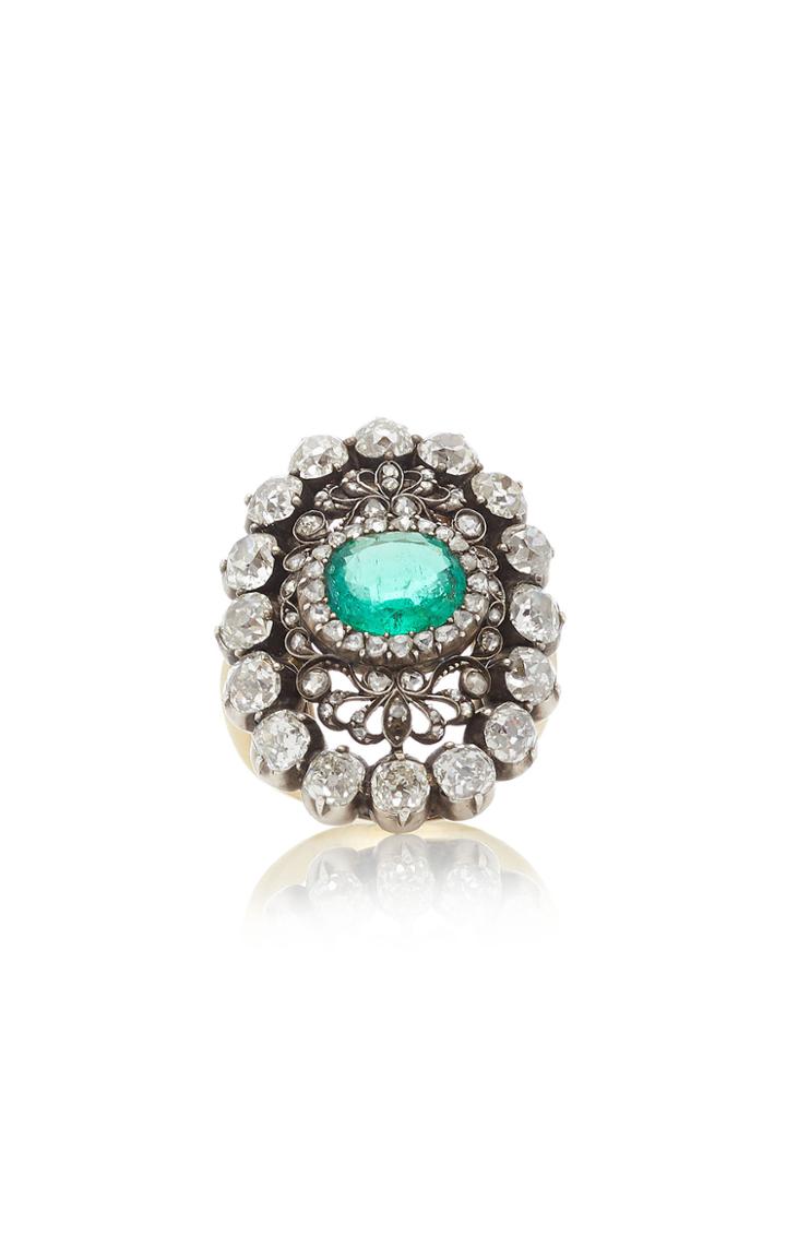 Moda Operandi Simon Teakle Antique Emerald And Diamond Ring