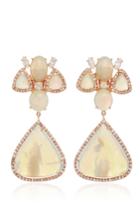 Nina Runsdorf White Opal And Fancy Diamond Earrings