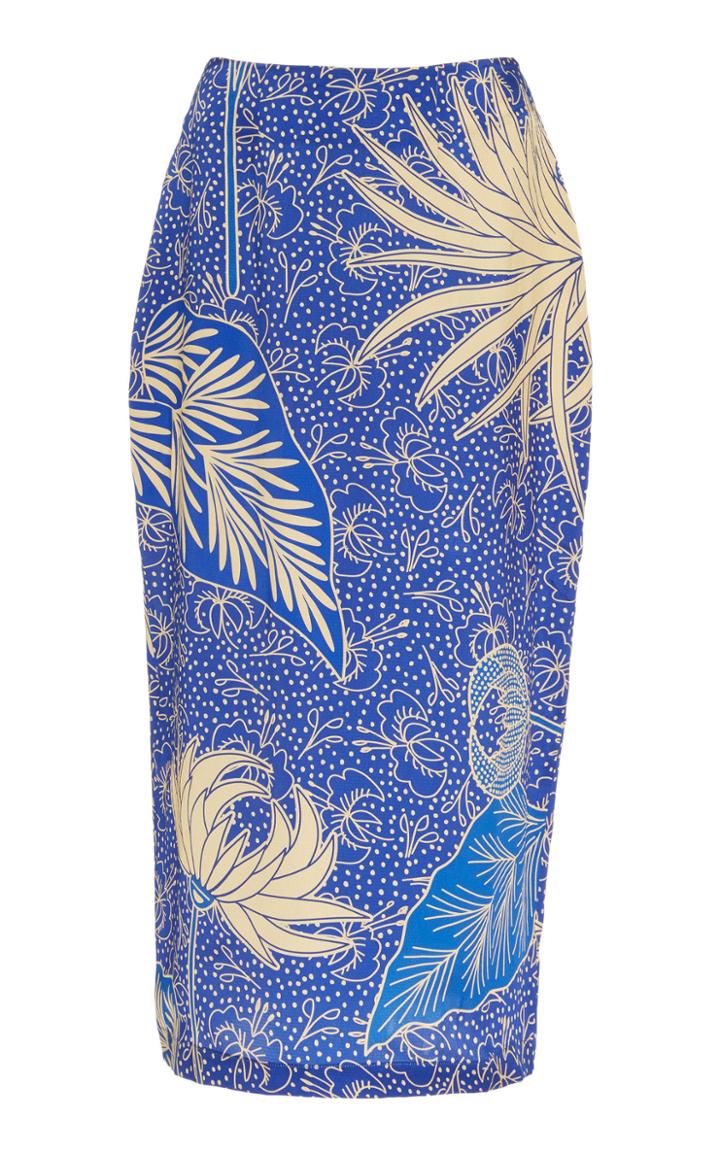The Elder Statesman Betony Printed Silk Midi Skirt