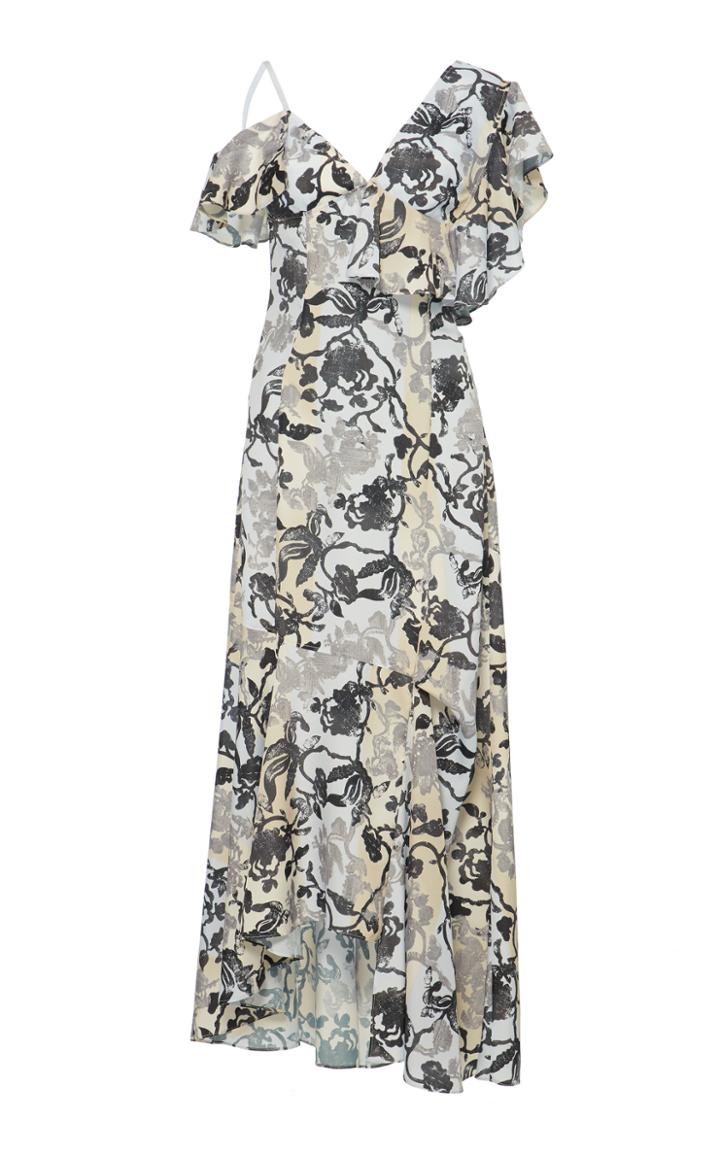 Adeam Printed Asymmetrical Ruffle Dress
