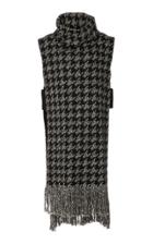 Oscar De La Renta Sleeveless Houndstooth Jacquard Turtleneck Poncho