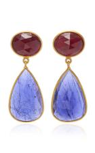Bahina 18k Gold, Ruby And Iolith Earrings