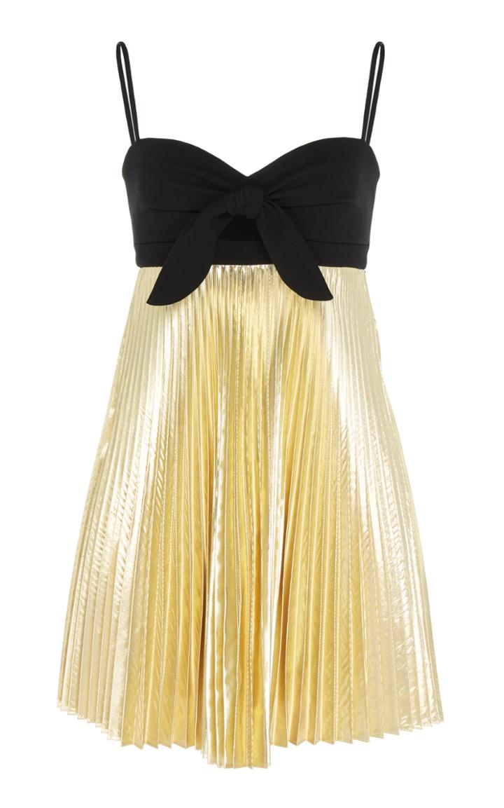 Paule Ka Metallic Pleated Toile Matelasse Dress
