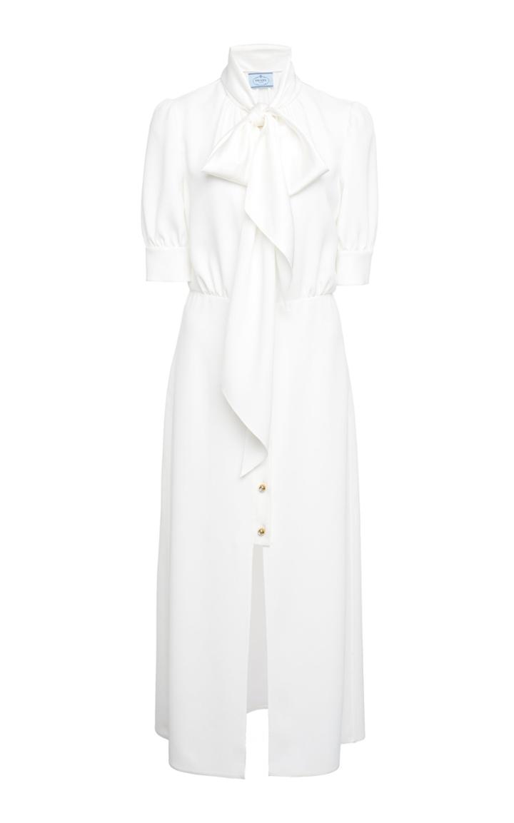 Prada Pussy-bow Satin Midi Dress