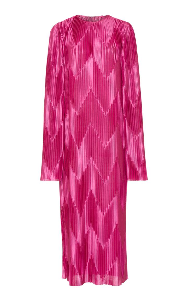 Givenchy Chevron Satin-pliss Midi Dress
