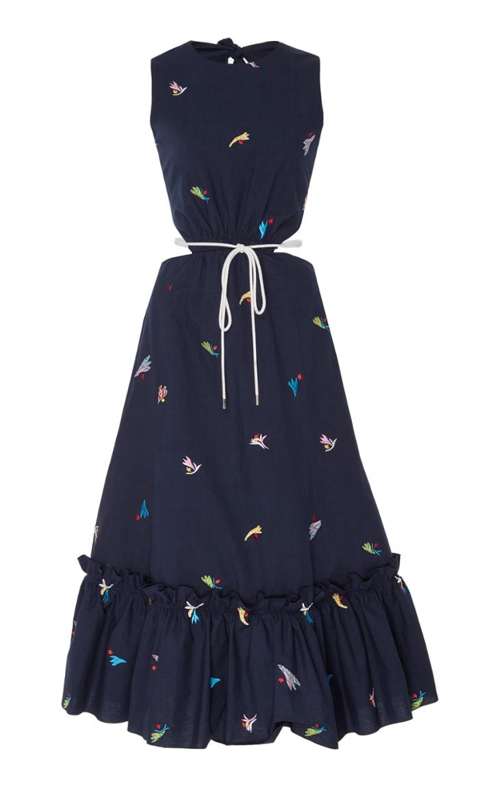 Prabal Gurung Cutout Cotton Midi Dress