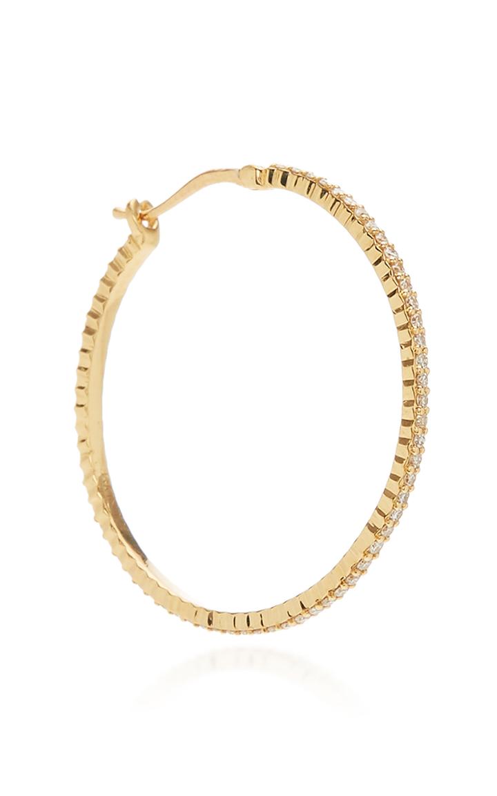 Foundrae Medium 18k Gold And Pav Diamond Hoop Earring