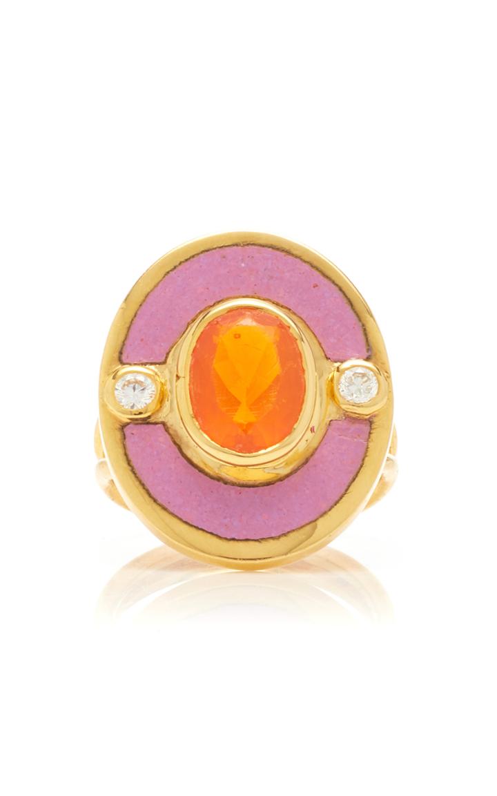 Holly Dyment Eden Pink Enamel Oval Ring