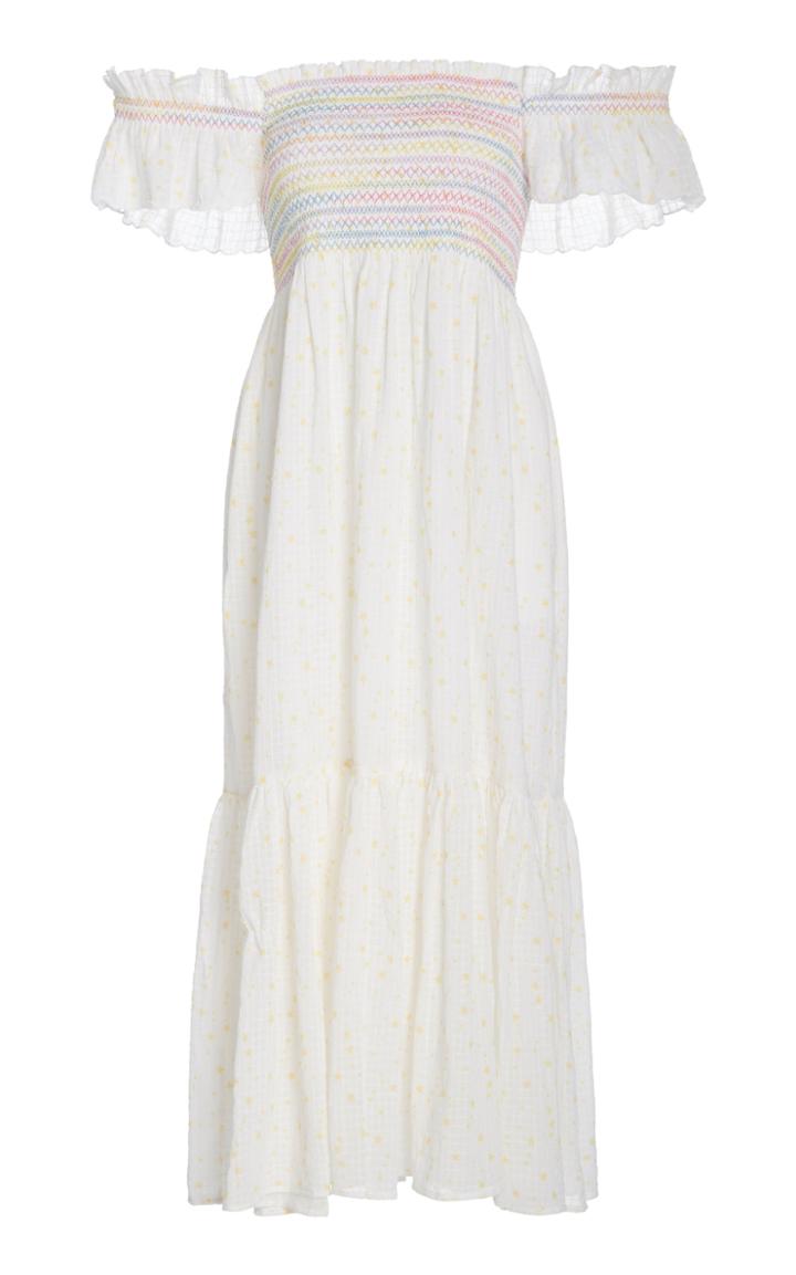 Loveshackfancy Constantine Smocked Cotton Off-the-shoulder Maxi Dress