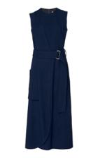 Victoria Beckham Belted Wrap-effect Twill Midi Dress