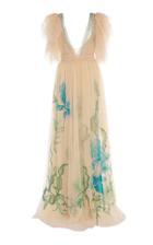 Alberta Ferretti Embroidered Ruffled Tulle Gown