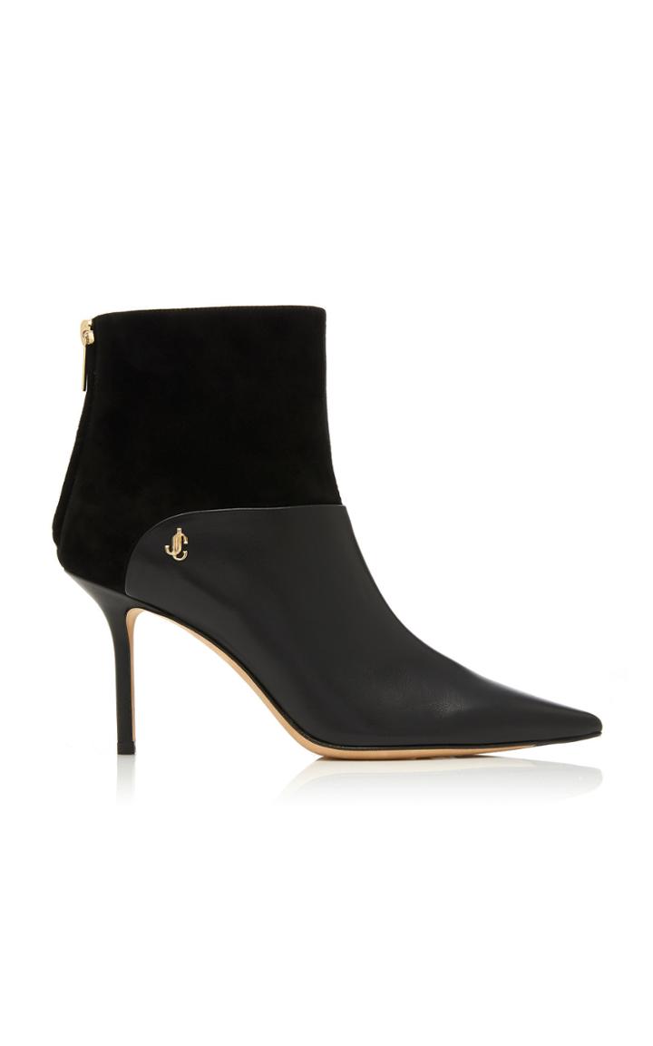 Jimmy Choo Beyla Suede-paneled Leather Ankle Boots