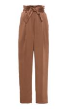 Sally Lapointe Belted High-waisted Satin Tapered Pants Size: 8