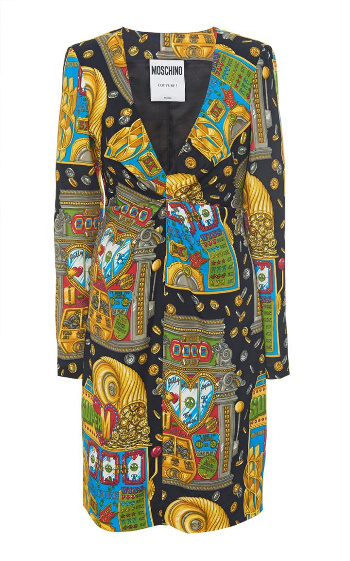 Moschino Slot Machine Print Long Sleeve Dress