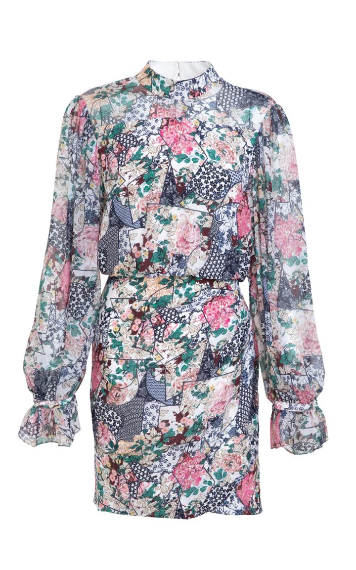 Moda Operandi Saloni Rina Floral Silk Satin Dress