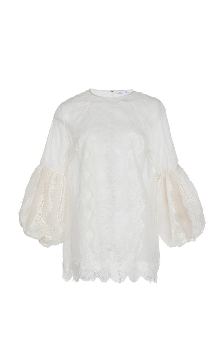 Moda Operandi Andrew Gn Puffed Sleeve Chantilly Lace Top Size: 38
