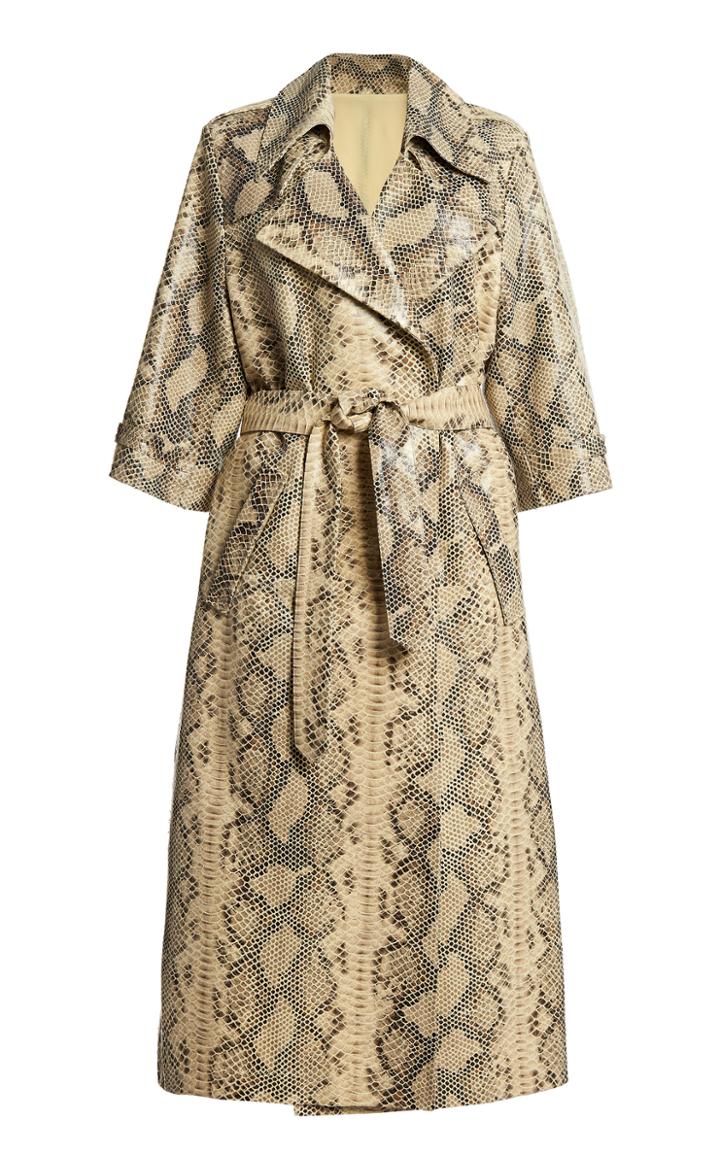 Moda Operandi Zeynep Aray Snake-effect Leather Coat