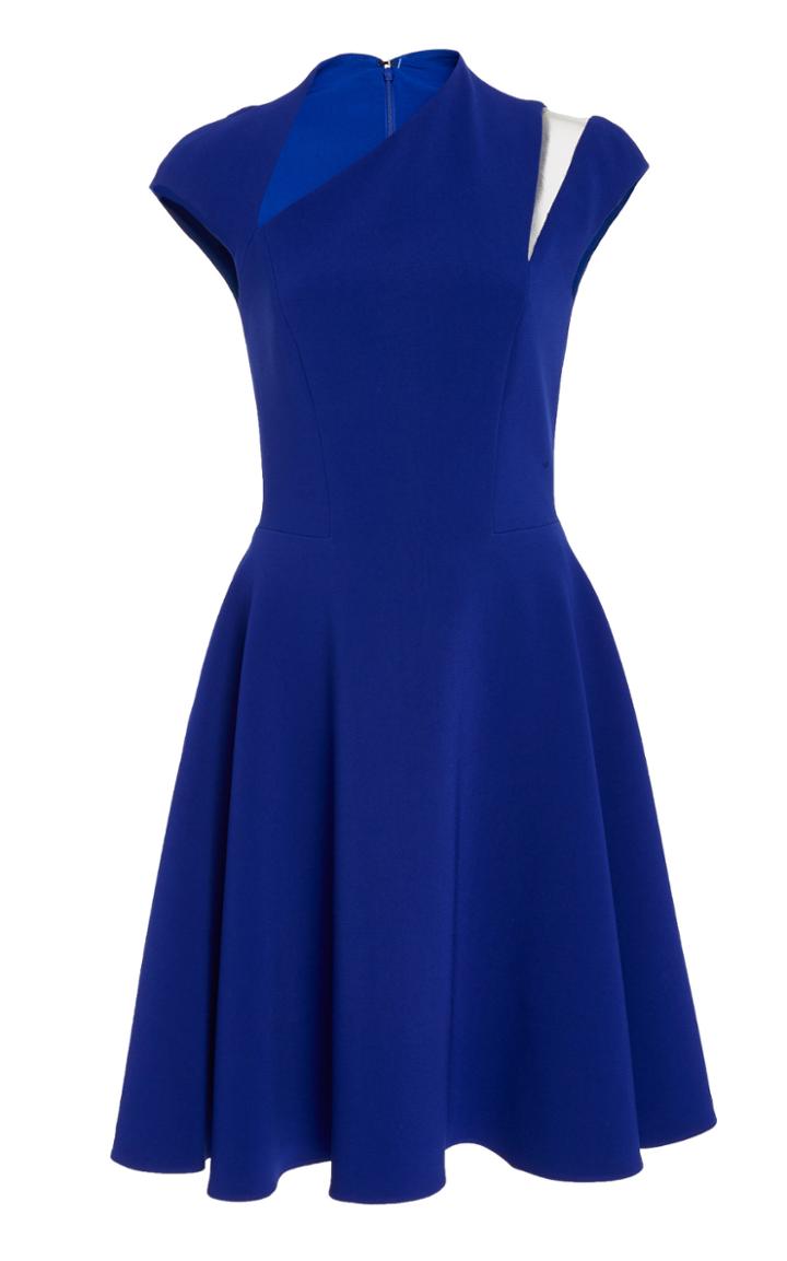 Pamella Roland Stretch Crepe Illusion Dress