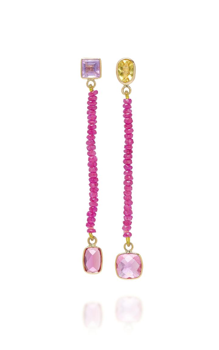 Objet-a The Blue Hour Hot Pink Ruby Earrings