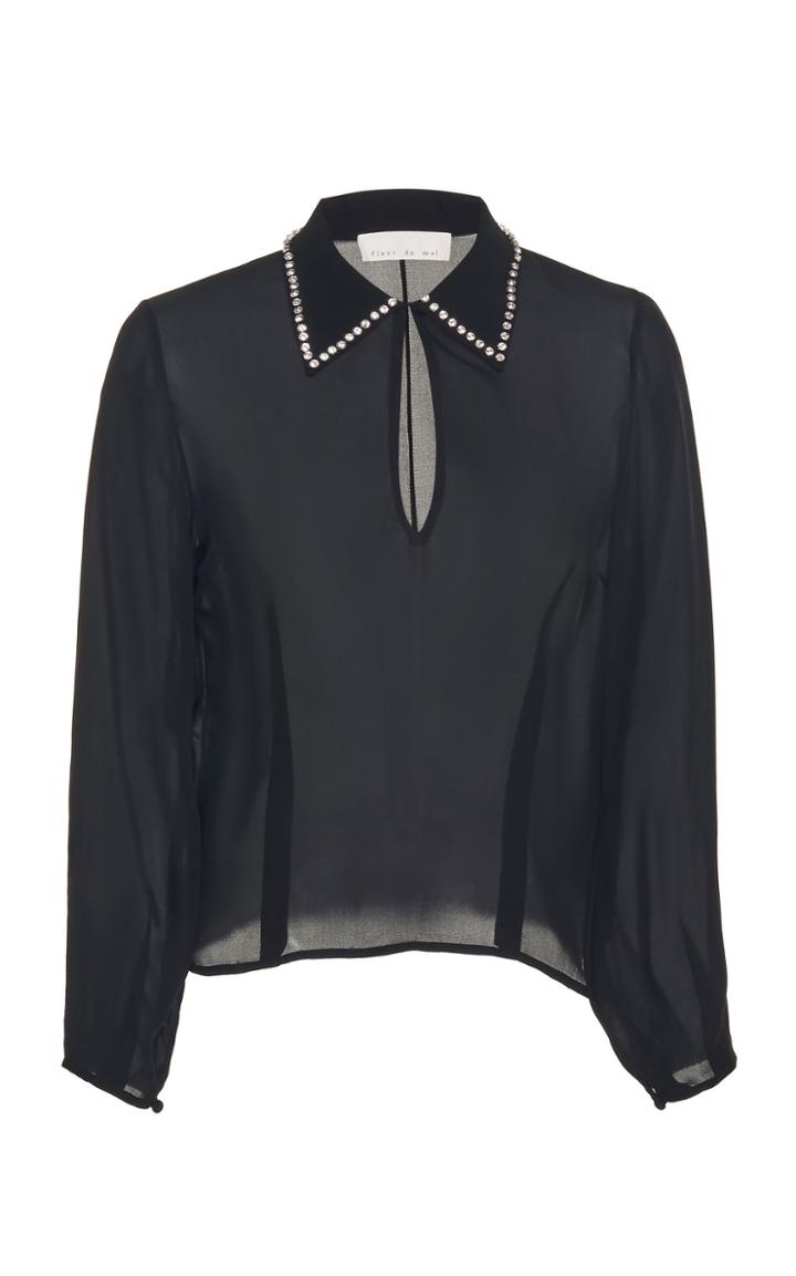Fleur Du Mal Embellished Collar Silk Blouse