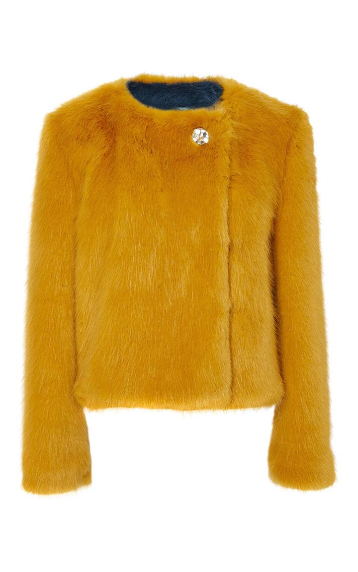 Shrimps Muffin Jacket In Mustard And Blue Grey