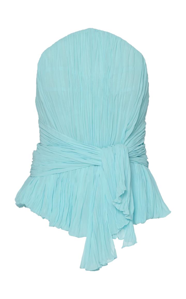 Tre By Natalie Ratabesi Elektra Plisse Chiffon Strapless Top