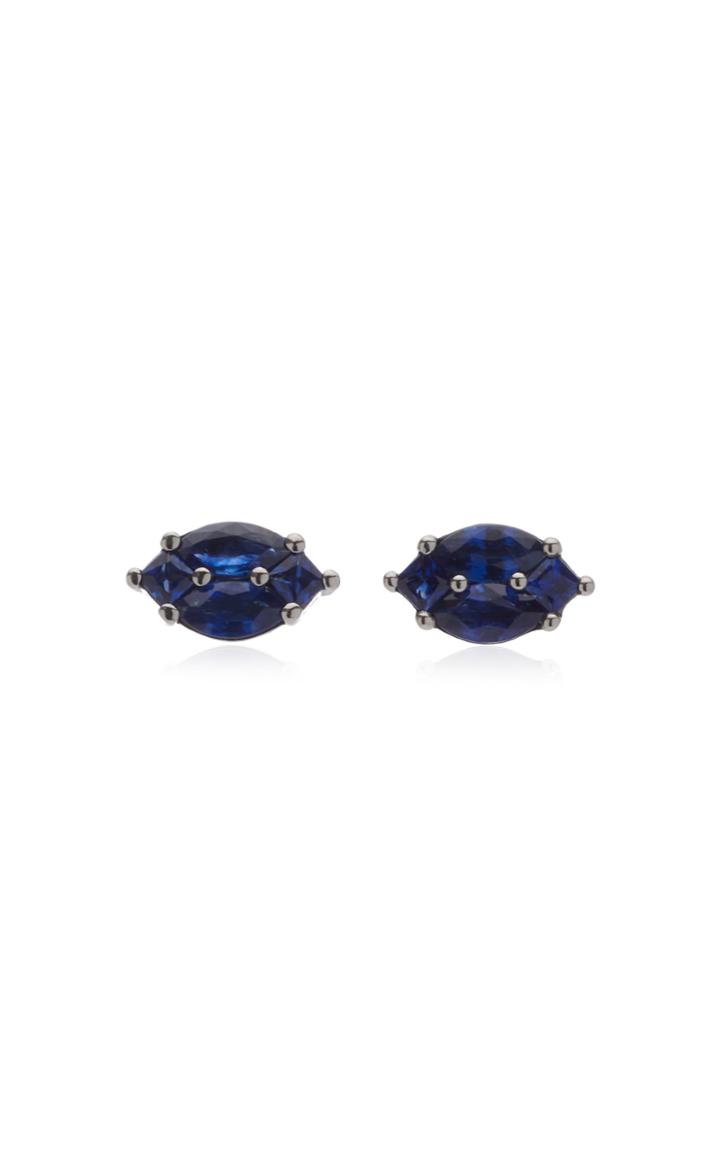 Nam Cho Invisible Sapphire 18k White Gold Earrings